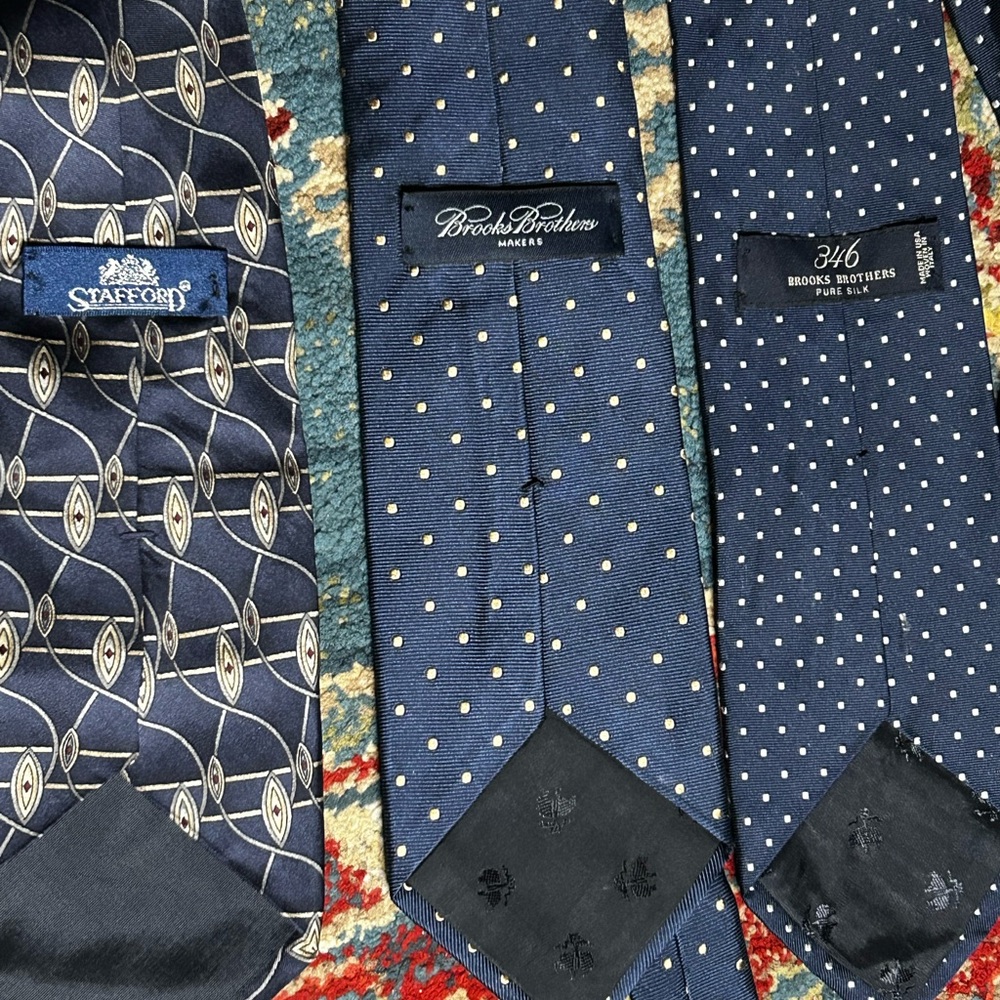 3 blue Ties Stafford and brooks brothers